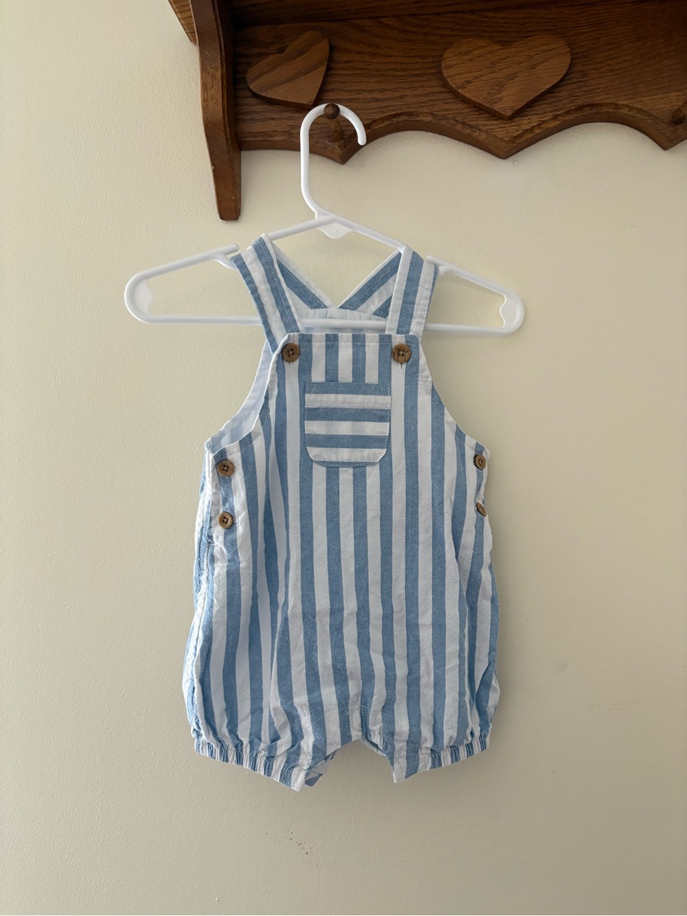 Edgehill Collection Blue and White Striped Overalls Size 3-6 Months